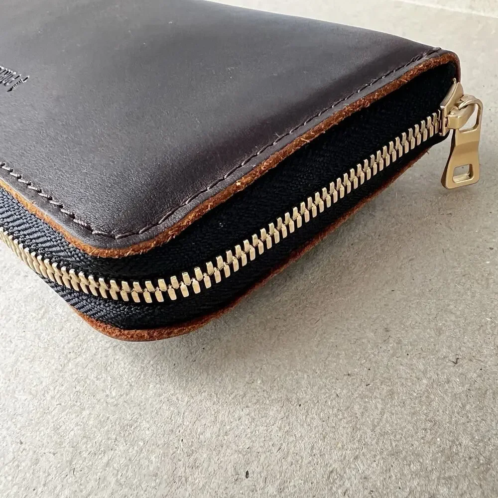 Portland Leather Goods Accordion Zip Wallet Full Grain In Grizzly MSRP $118 NWOT